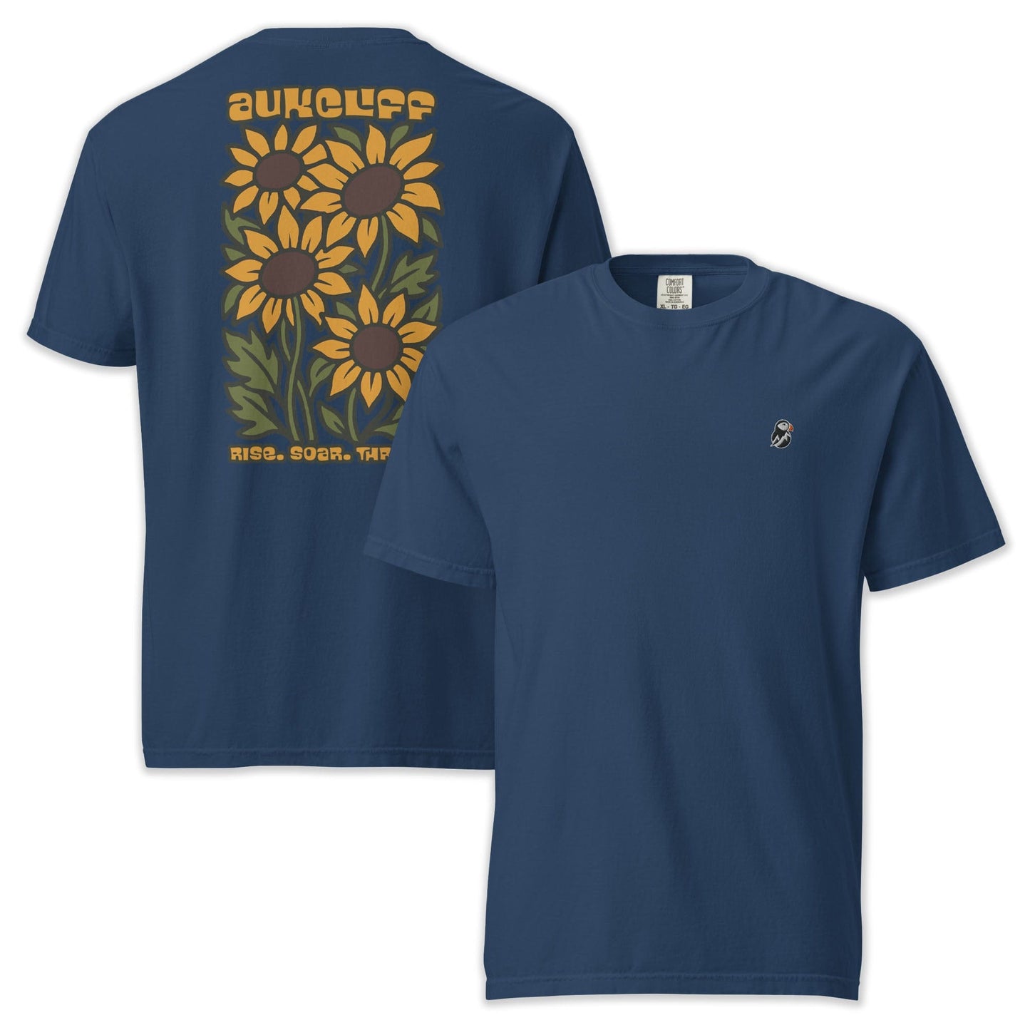 AukCliff Rear Print Comfort Colors T-shirt True Navy / S Retro Sunflower Comfort Colors T-shirt