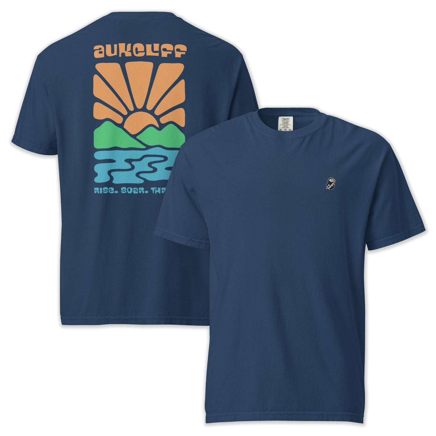 AukCliff Rear Print Comfort Colors T-shirt True Navy / S Retro Sunrise Comfort Colors Tee
