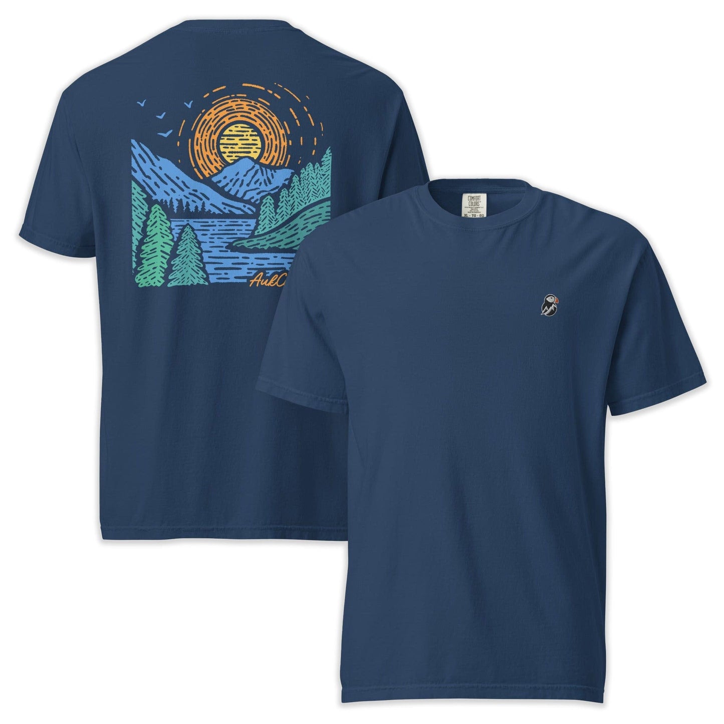 AukCliff Rear Print Comfort Colors T-shirt True Navy / S Sunrise Vista Landscape Back Print Comfort Colors T-Shirt
