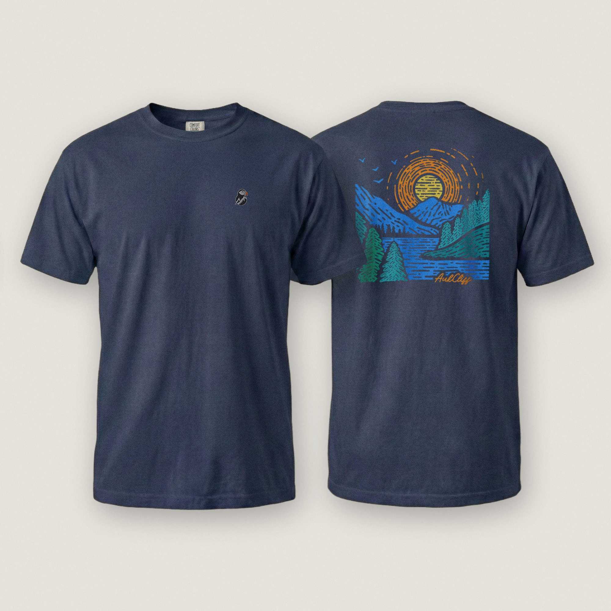 AukCliff Rear Print Comfort Colors T-shirt True Navy / S Sunrise Vista Landscape Back Print Comfort Colors T-Shirt