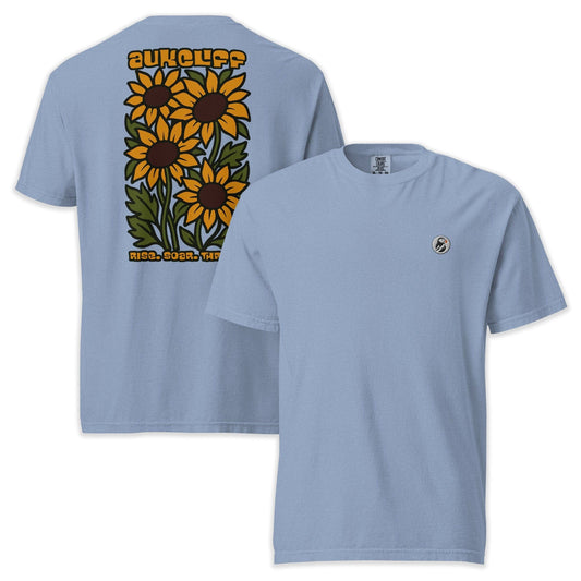 AukCliff Rear Print Comfort Colors T-shirt Washed Denim / S Retro Sunflower Comfort Colors T-shirt