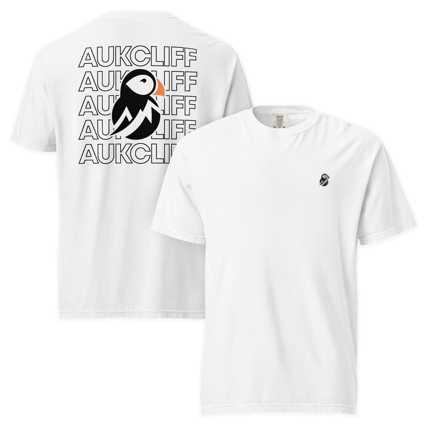 AukCliff Rear Print Comfort Colors T-shirt White / S AukCliff Puffin Logo Comfort Colors T-Shirt