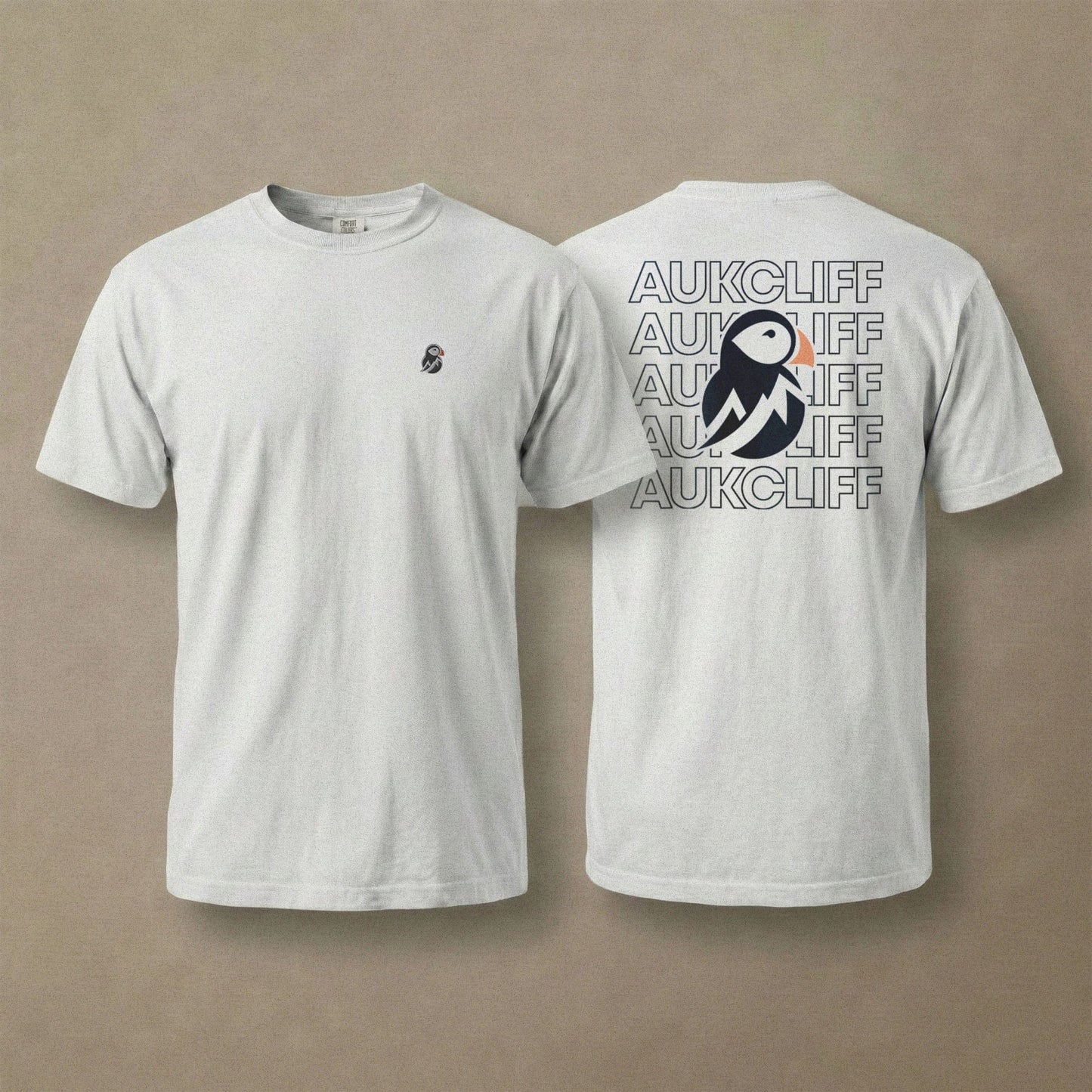 AukCliff Rear Print Comfort Colors T-shirt White / S AukCliff® Puffin Logo Comfort Colors T-Shirt