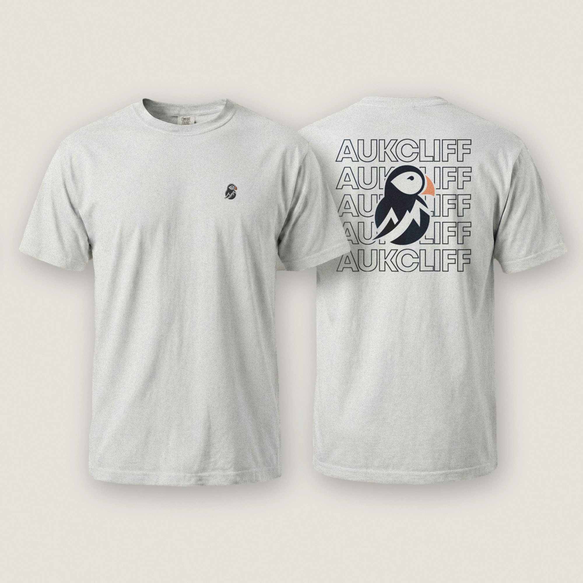 AukCliff Rear Print Comfort Colors T-shirt White / S AukCliff® Puffin Logo Comfort Colors T-Shirt