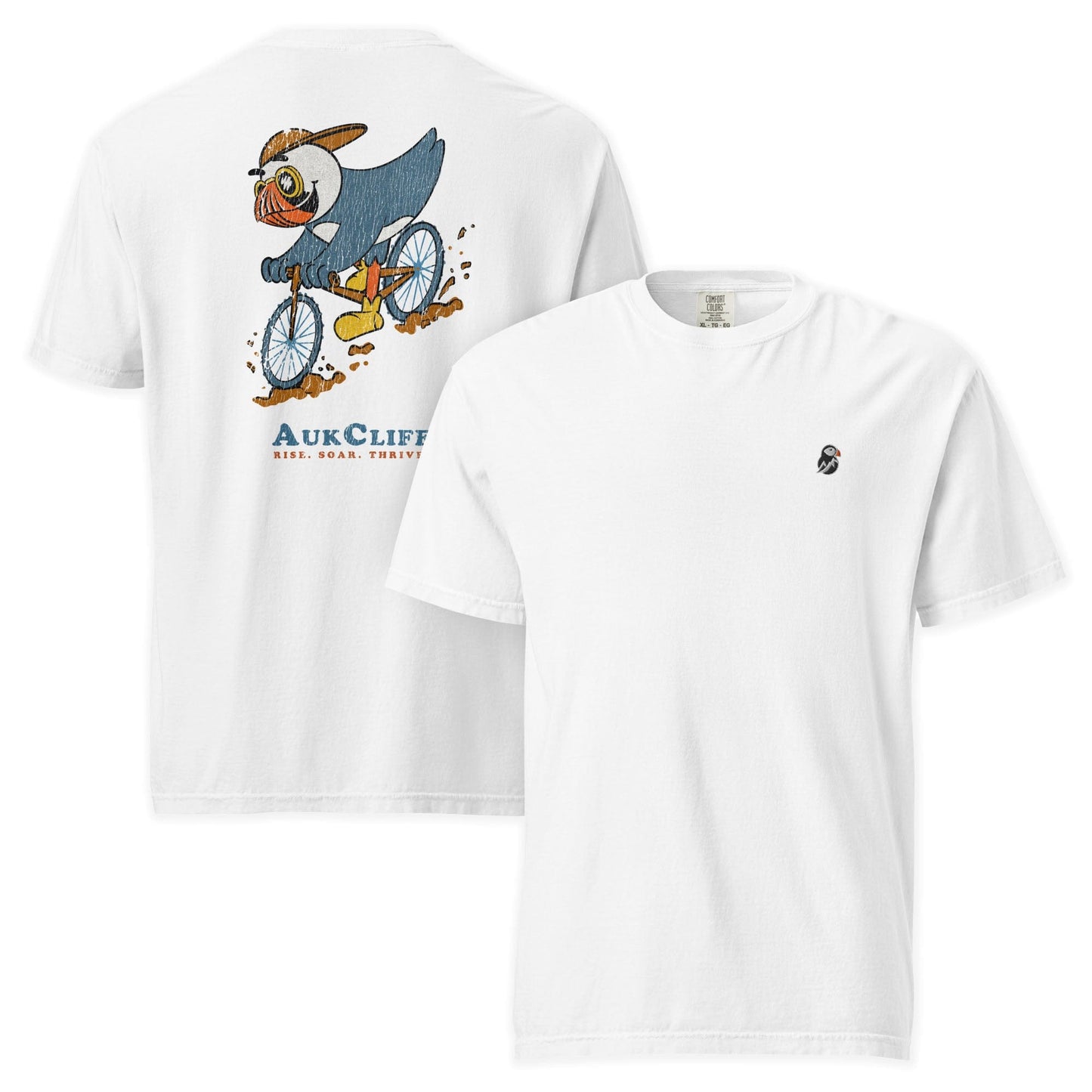AukCliff Rear Print Comfort Colors T-shirt White / S Mountain Biker Puffin Comfort Colors Back Print T-Shirt