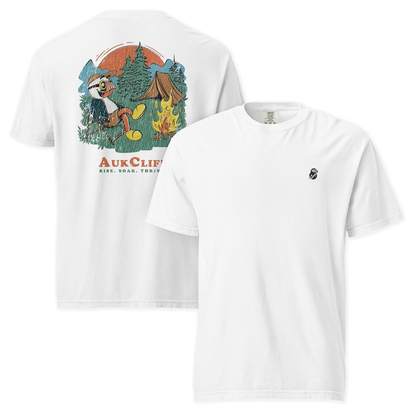 AukCliff Rear Print Comfort Colors T-shirt White / S Retro Camper Puffin Comfort Colors Back Print T-Shirt