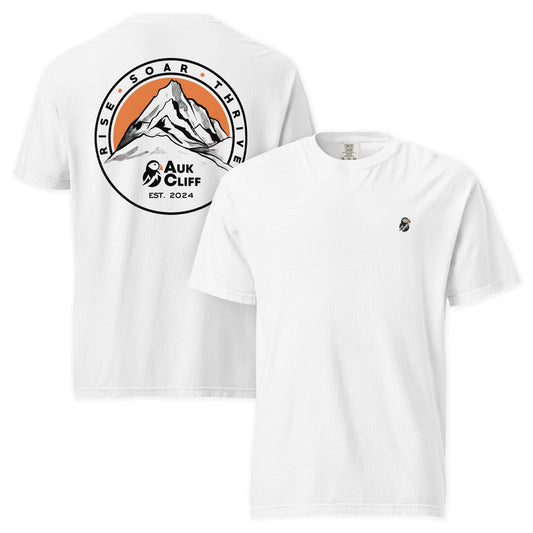 AukCliff Rear Print Comfort Colors T-shirt White / S Retro Mountain Logo Comfort Colors Back Print T-Shirt
