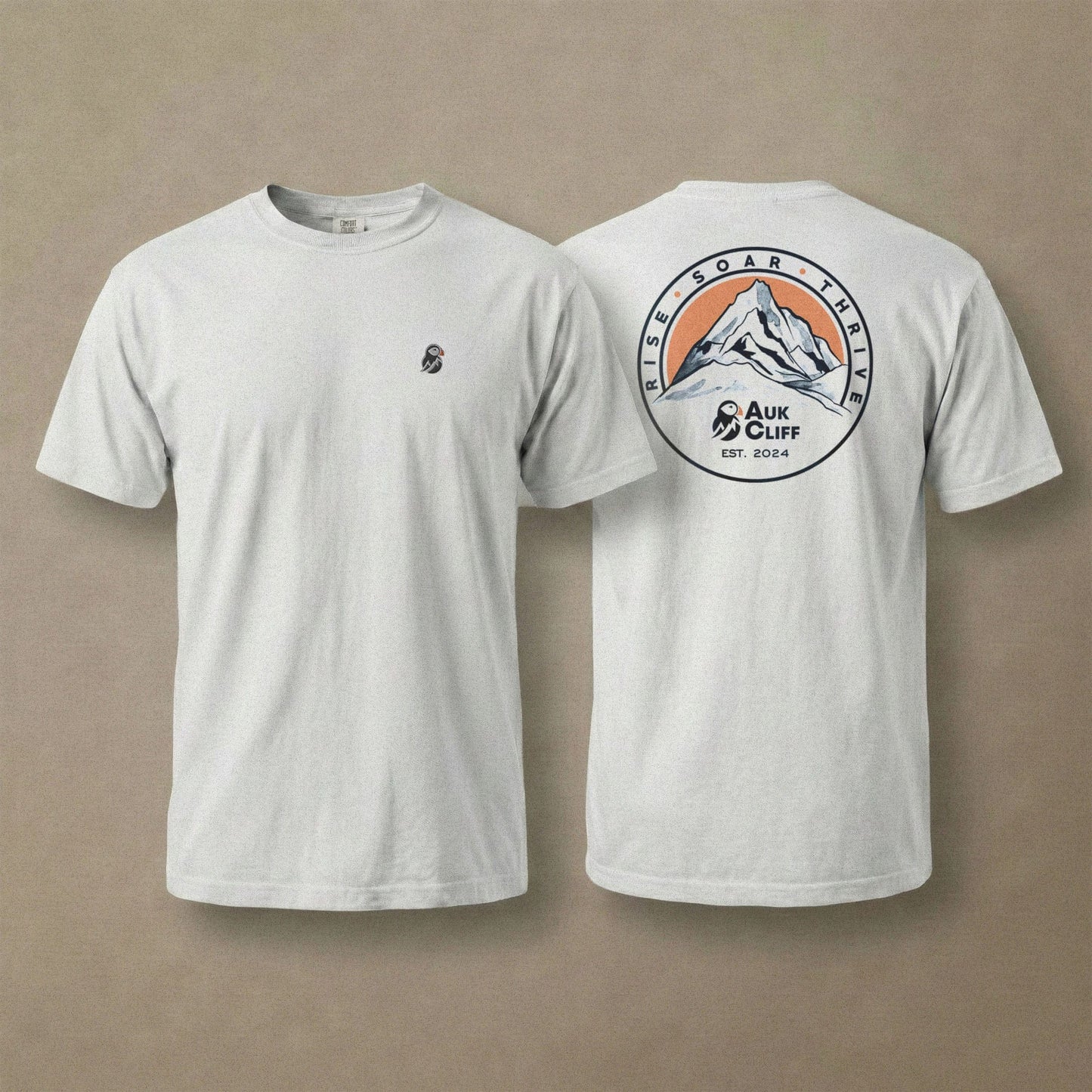 AukCliff Rear Print Comfort Colors T-shirt White / S Retro Mountain Logo Comfort Colors Back Print T-Shirt