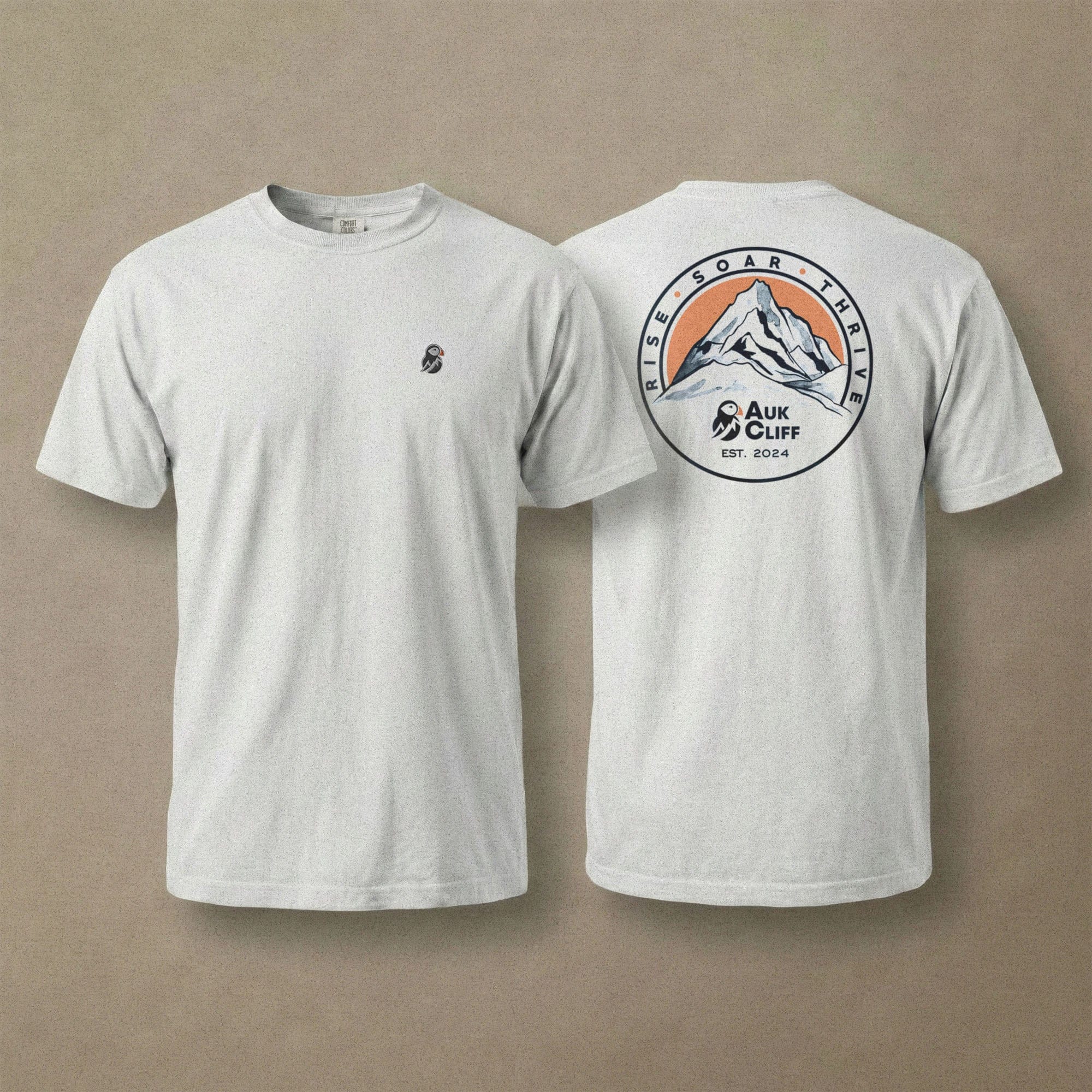 AukCliff Rear Print Comfort Colors T-shirt White / S Retro Mountain Logo Comfort Colors Back Print T-Shirt