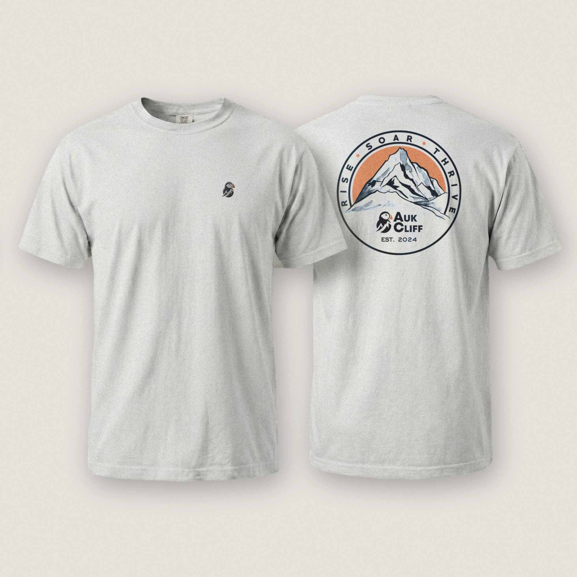 AukCliff Rear Print Comfort Colors T-shirt White / S Retro Mountain Logo Comfort Colors Back Print T-Shirt