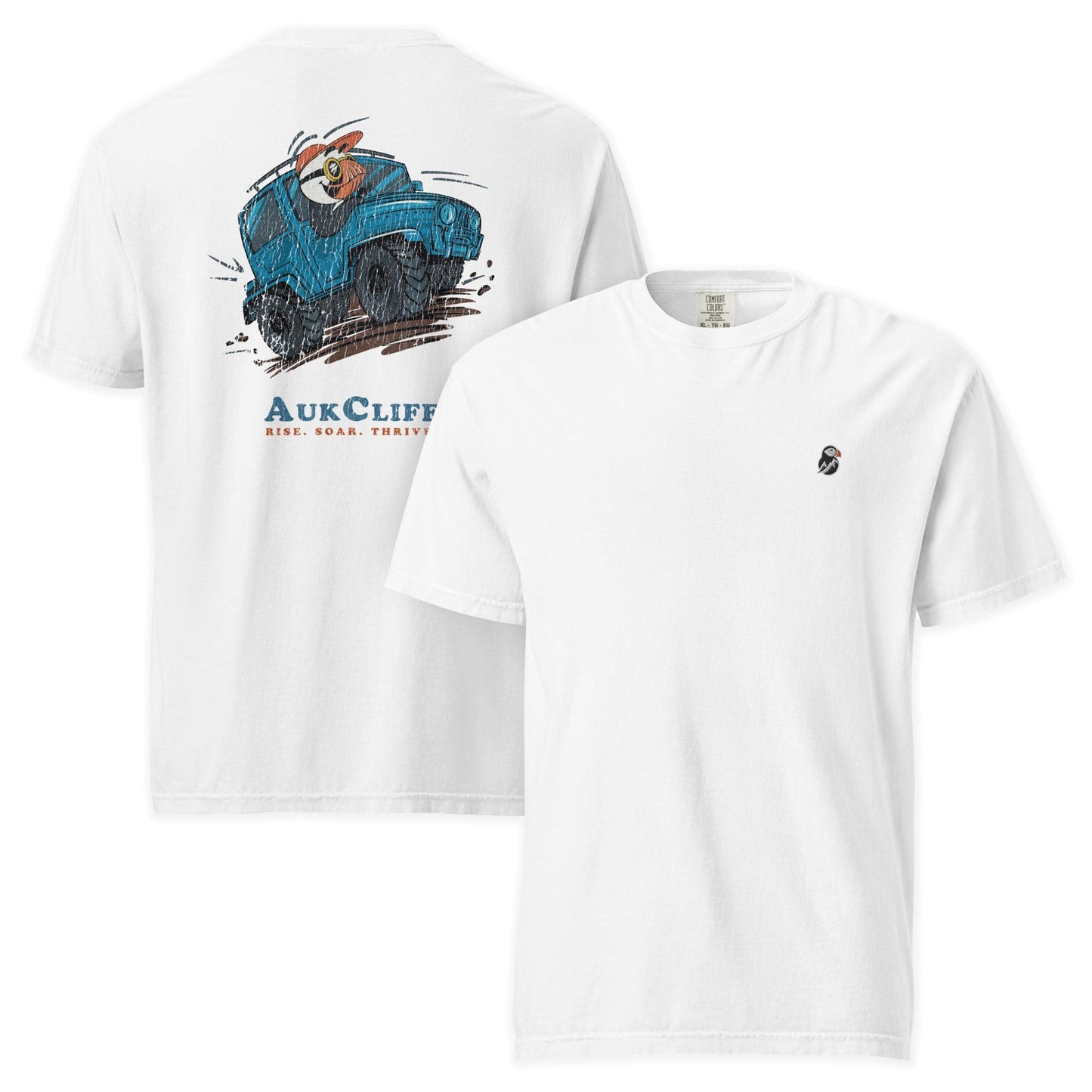 AukCliff Rear Print Comfort Colors T-shirt White / S Retro Overlander Puffin Comfort Colors Back Print T-Shirt