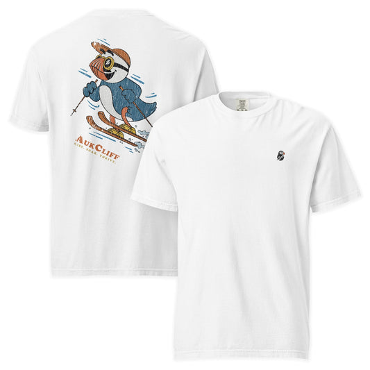 AukCliff Rear Print Comfort Colors T-shirt White / S Retro Snowboarder Puffin Comfort Colors Back Print T-Shirt