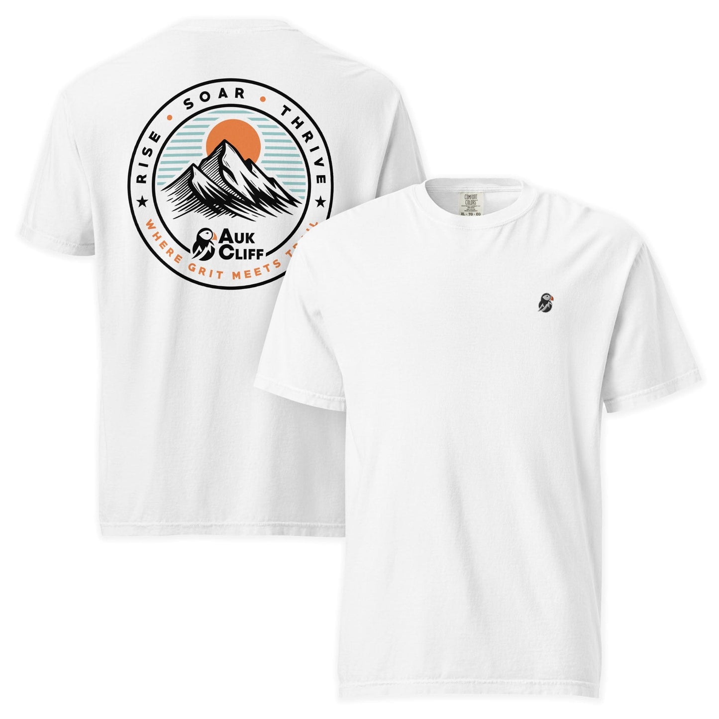 AukCliff Rear Print Comfort Colors T-shirt White / S Trail Emblem Mountain Comfort Colors Back Print T-Shirt