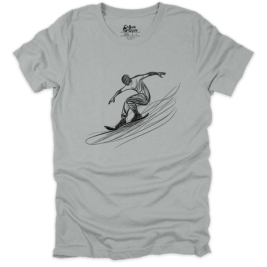 AukCliff Skiing and Snowboarding Graphic Tees Silver / S Snowboarder Edge Glide T-shirt