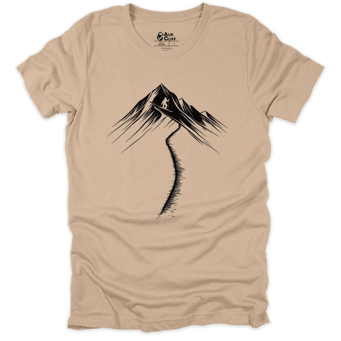 AukCliff Skiing and Snowboarding Graphic Tees Tan / S Mountain Skier T-shirt