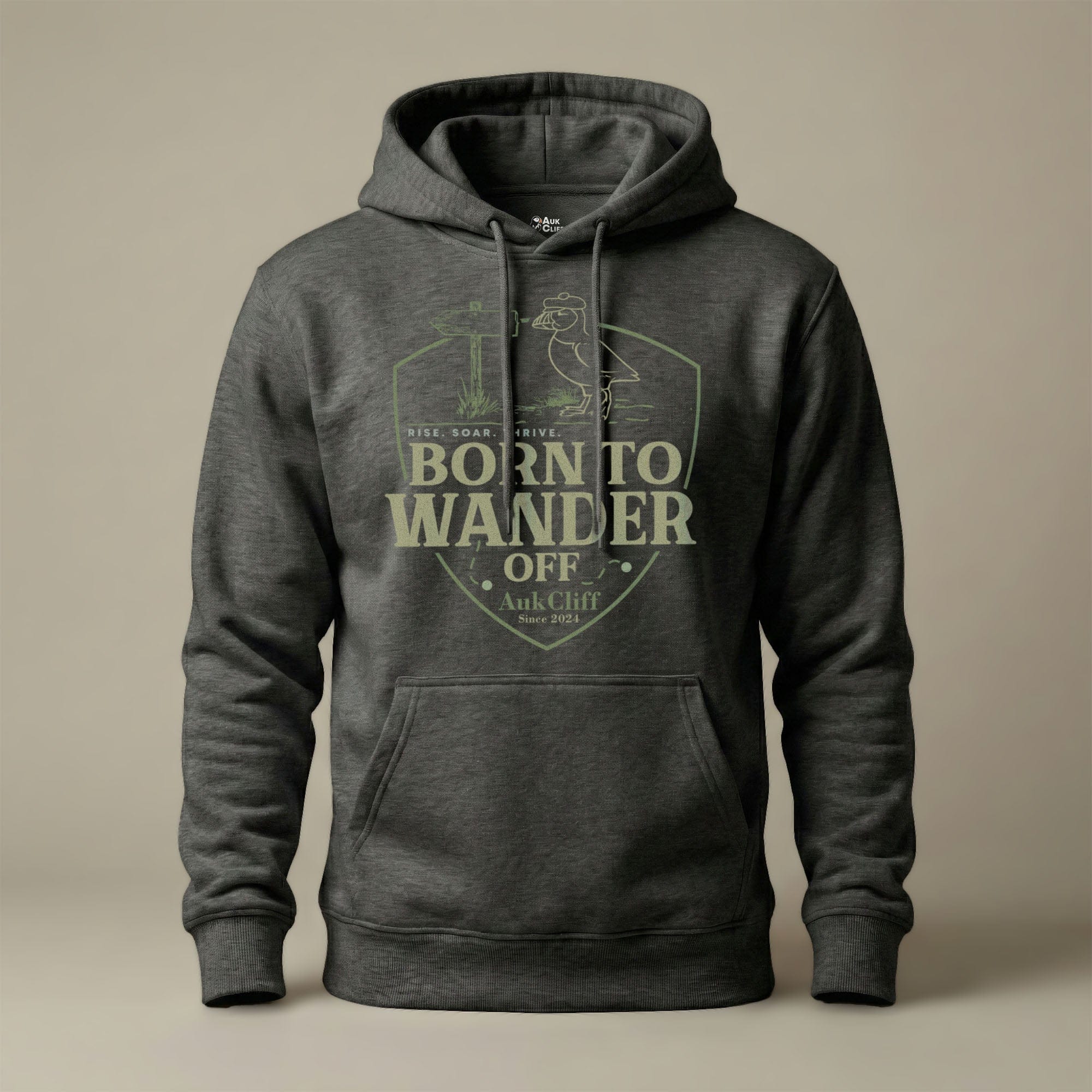 AukCliff® The Origin Collection Hoodie Charcoal Heather / S Born to Wander Off Hoodie