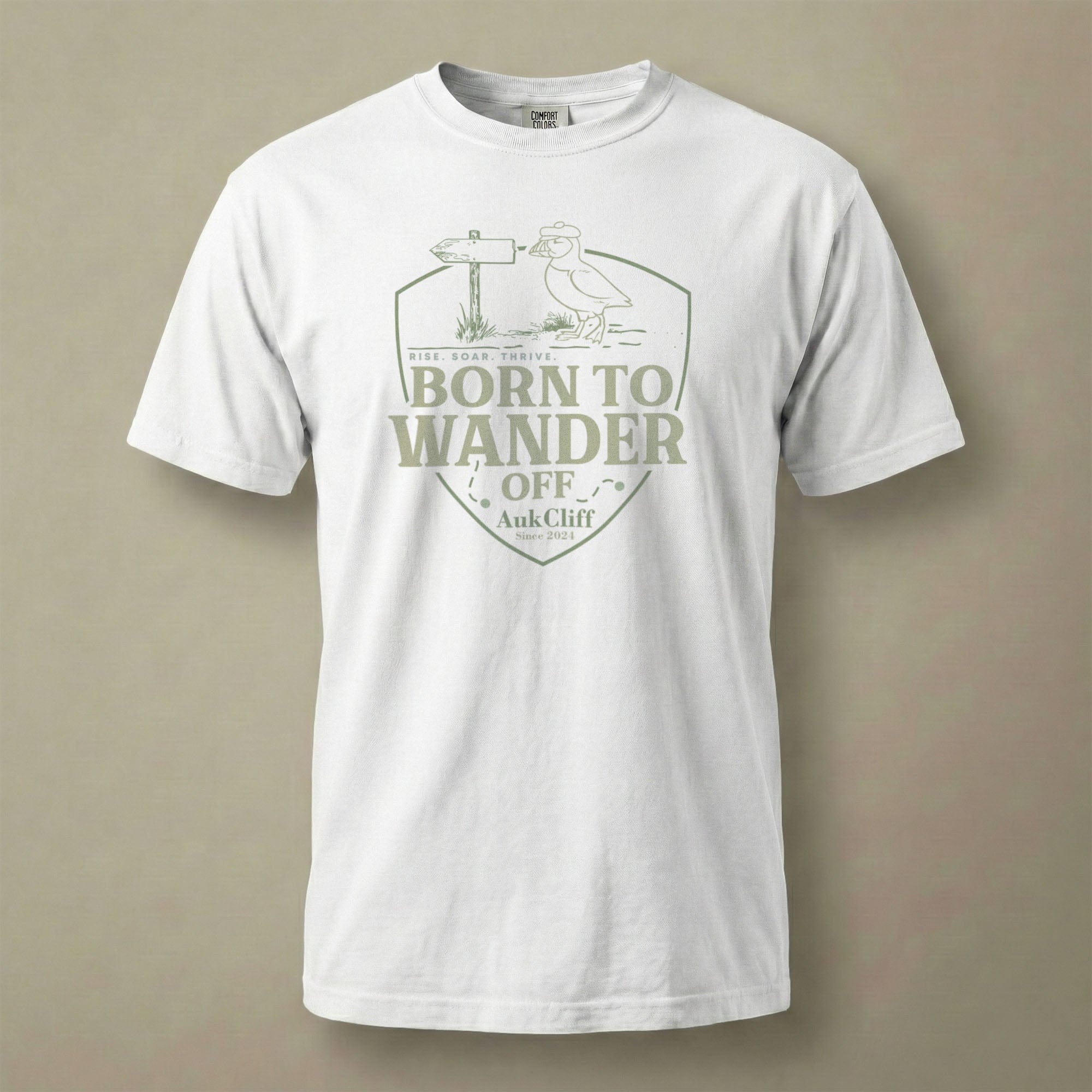 AukCliff® The Origin Collection T-shirt White / S Born to Wander Off Comfort Colors T-Shirt