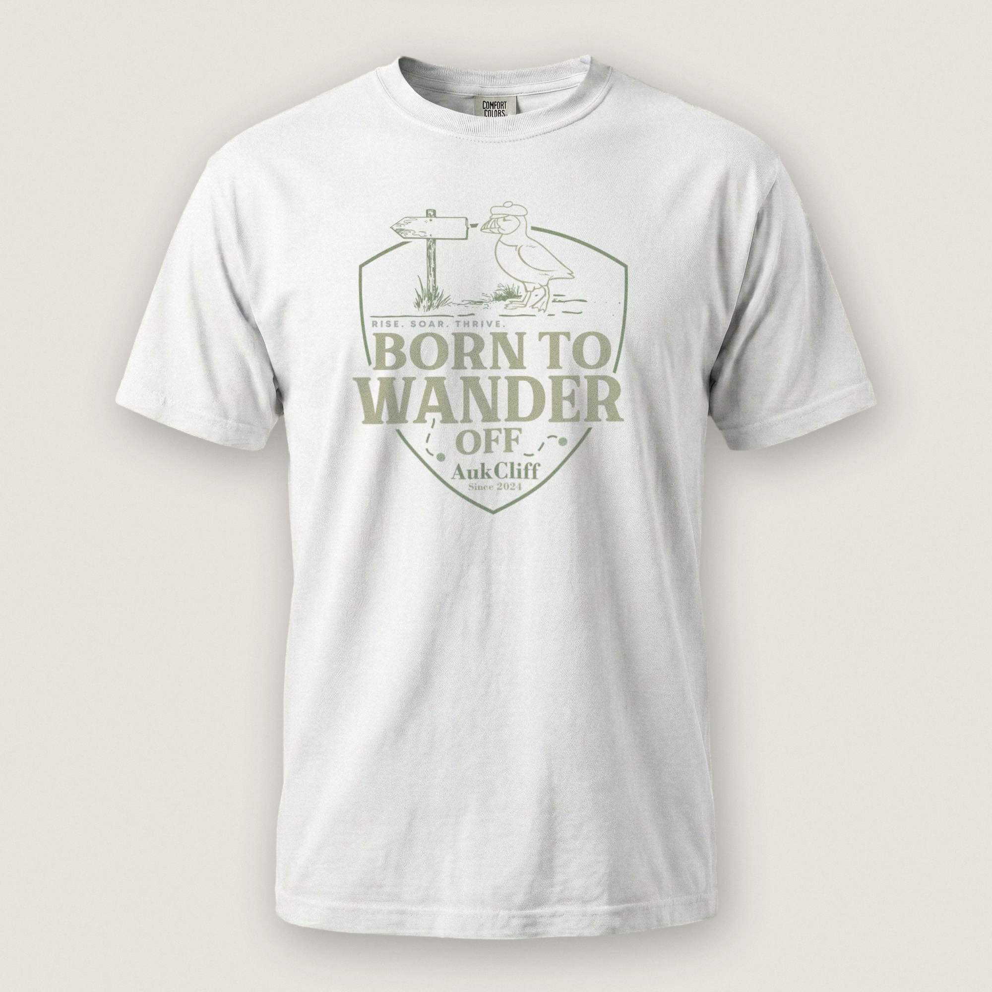 AukCliff® The Origin Collection T-shirt White / S Born to Wander Off Comfort Colors T-Shirt