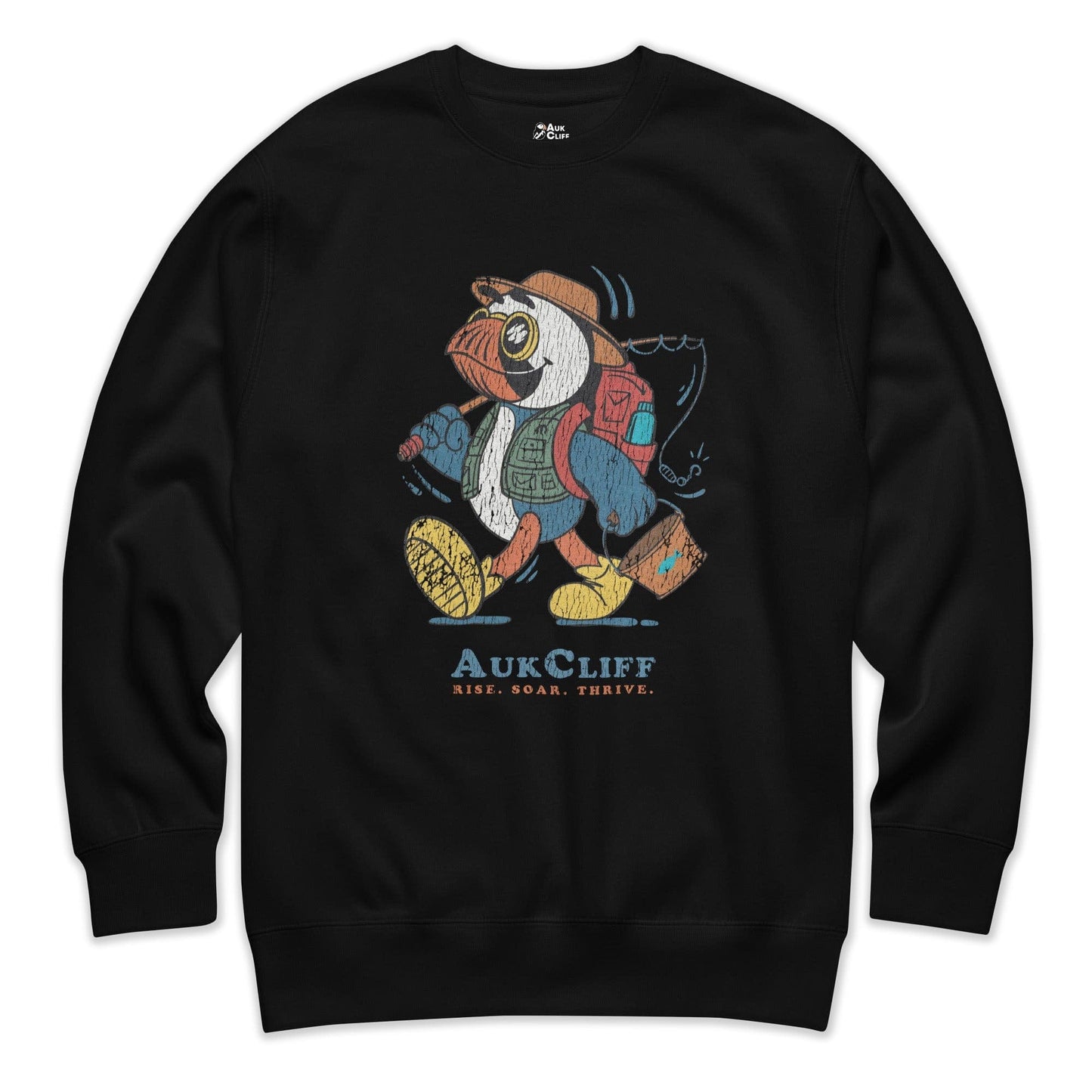 AukCliff Trailblazer Collection Graphic Sweatshirts Black / S Retro Fishing Puffin Sweatshirt