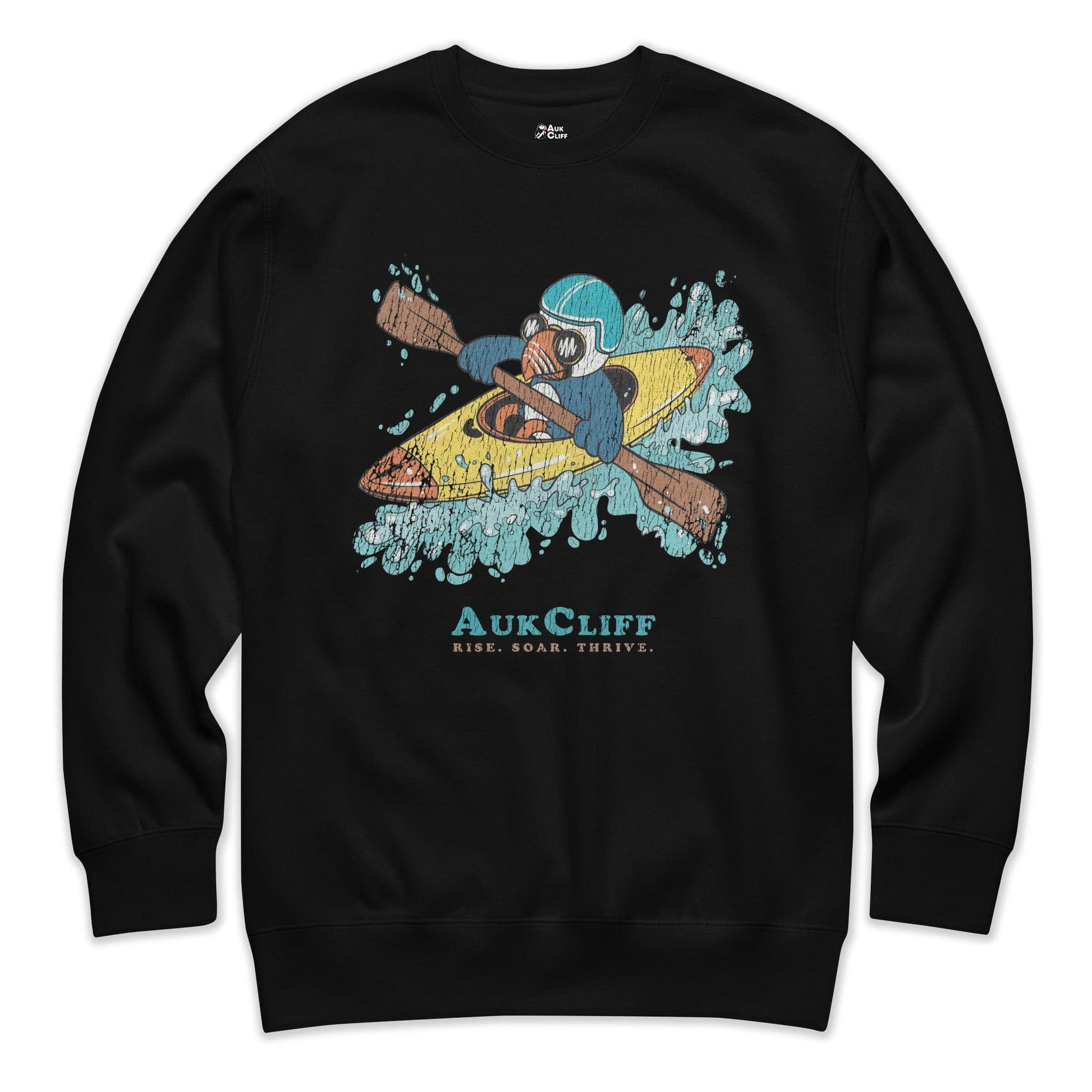 AukCliff Trailblazer Collection Graphic Sweatshirts Black / S Retro Puffin Kayaking Sweatshirt