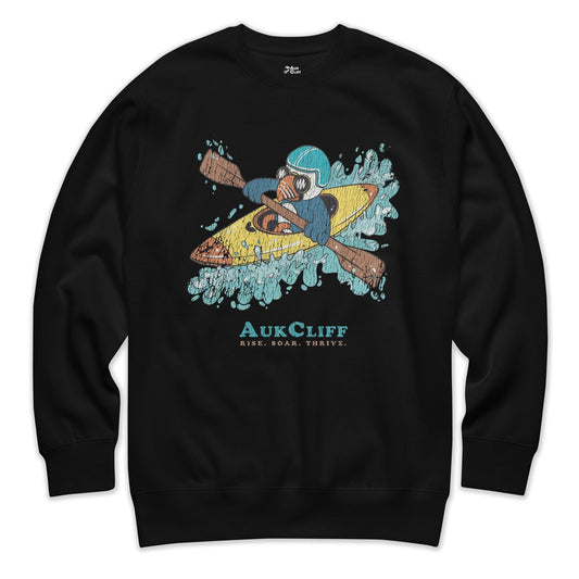 AukCliff Trailblazer Collection Graphic Sweatshirts Black / S Retro Puffin Kayaking Sweatshirt