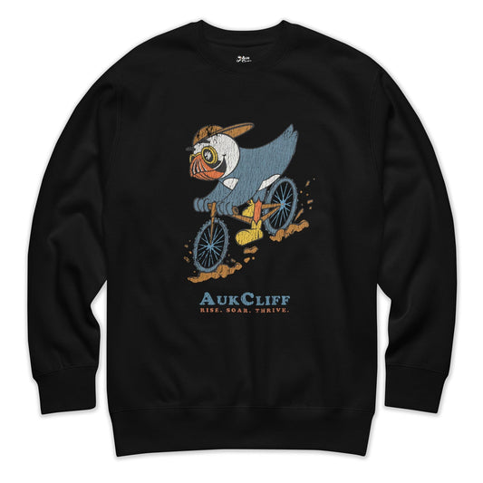 AukCliff Trailblazer Collection Graphic Sweatshirts Black / S Retro Puffin Mountain Biking Sweatshirt
