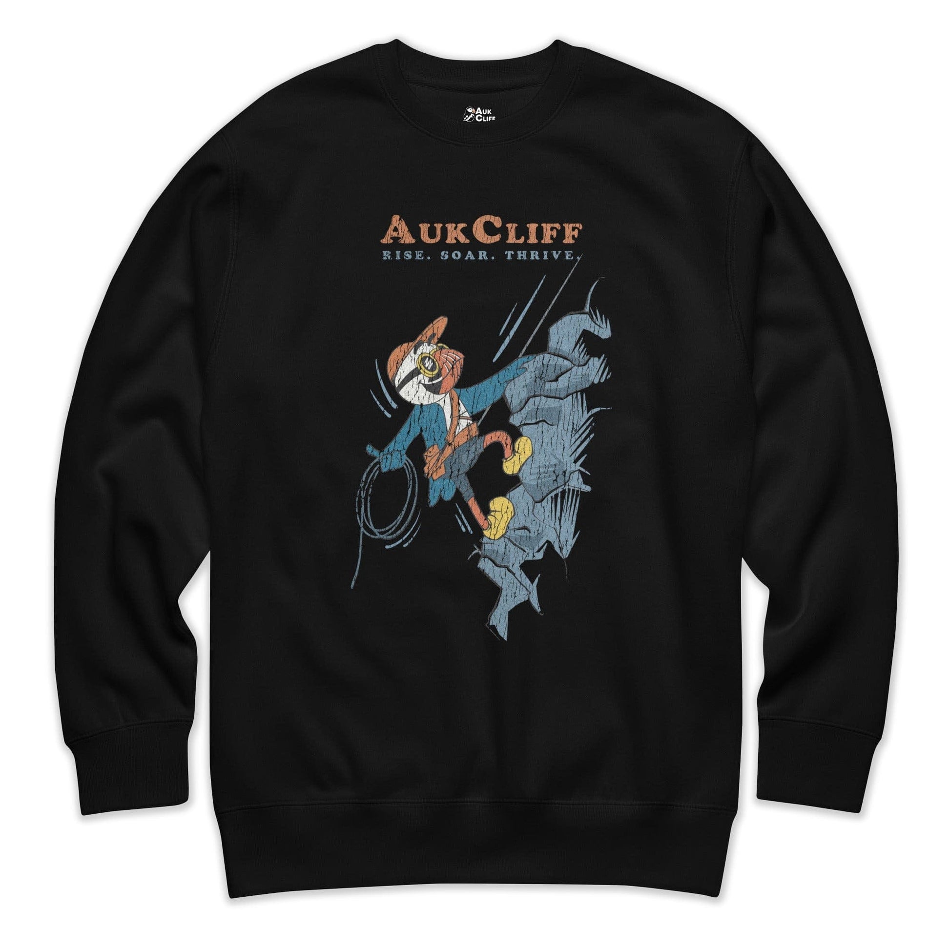 AukCliff Trailblazer Collection Graphic Sweatshirts Black / S Retro Rock Climbing Puffin Sweatshirt