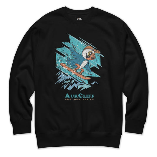 AukCliff Trailblazer Collection Graphic Sweatshirts Black / S Retro Snowboarding Puffin Sweatshirt