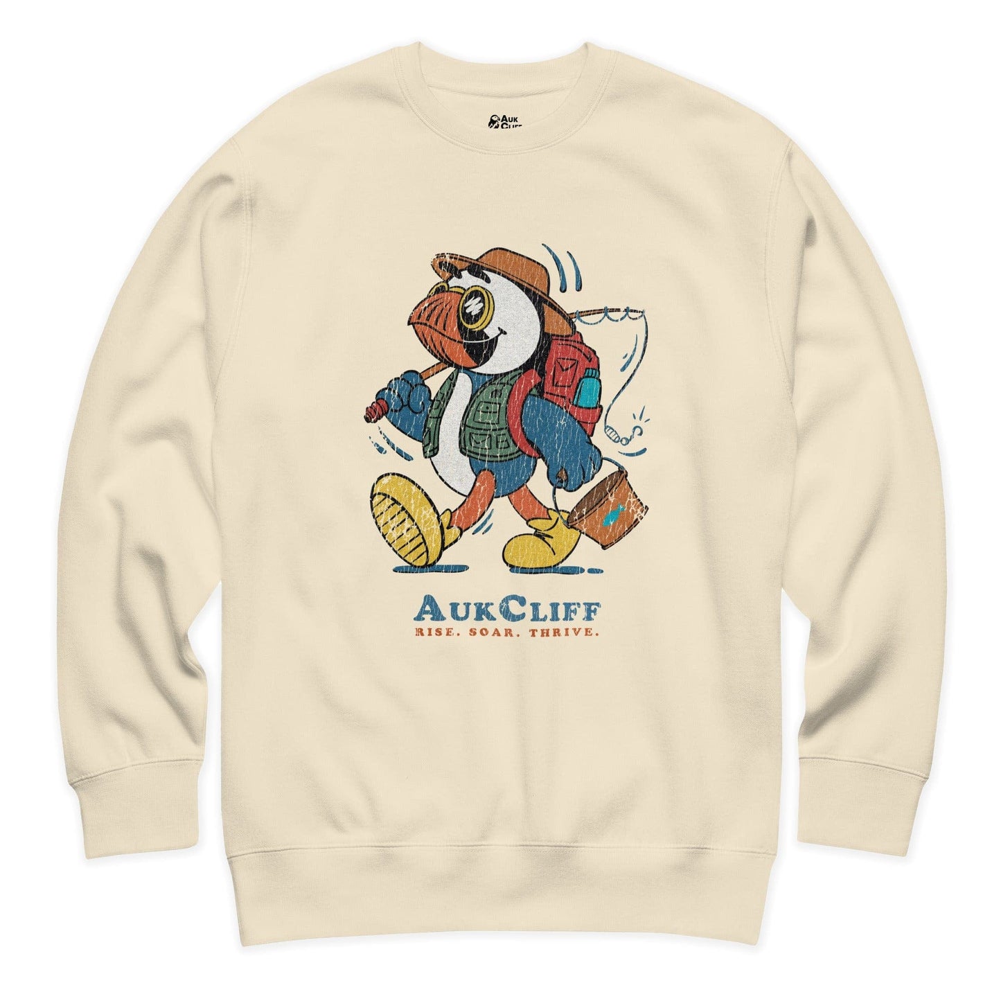 AukCliff Trailblazer Collection Graphic Sweatshirts Bone / S Retro Fishing Puffin Sweatshirt