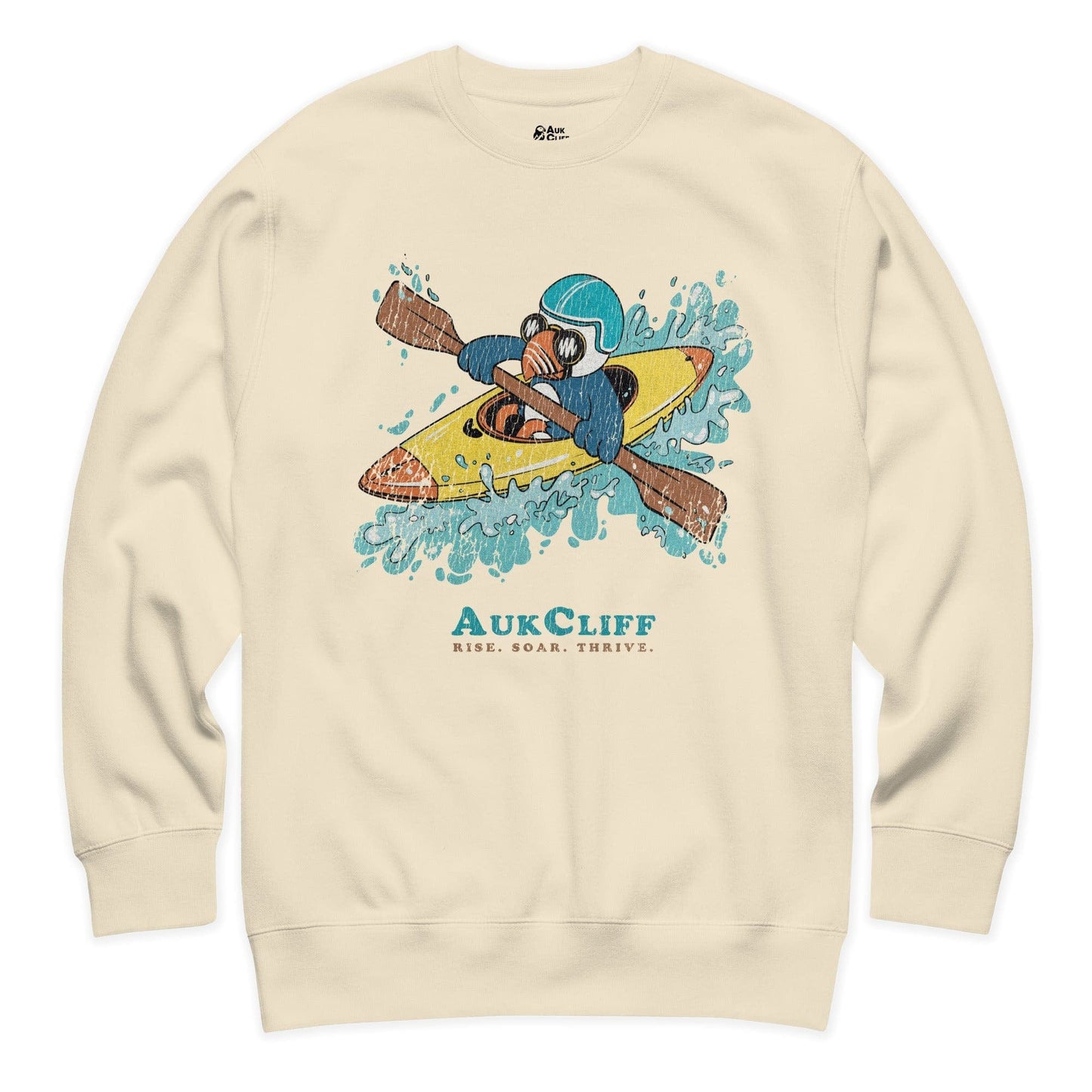 AukCliff Trailblazer Collection Graphic Sweatshirts Bone / S Retro Puffin Kayaking Sweatshirt