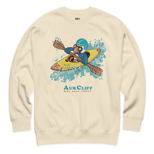 AukCliff Trailblazer Collection Graphic Sweatshirts Bone / S Retro Puffin Kayaking Sweatshirt