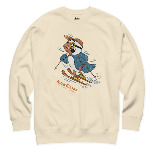 AukCliff Trailblazer Collection Graphic Sweatshirts Bone / S Retro Skiing Puffin Sweatshirt