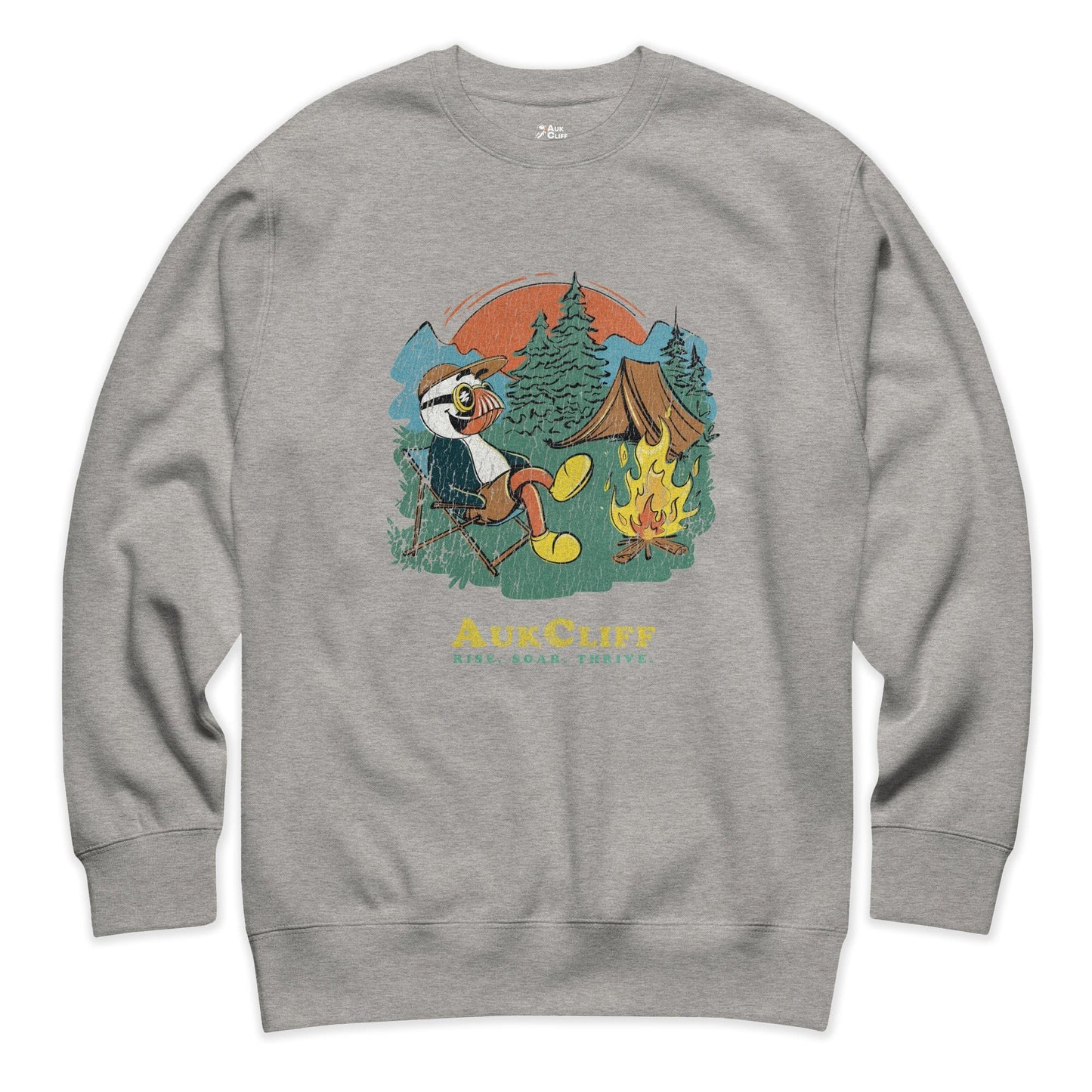 AukCliff Trailblazer Collection Graphic Sweatshirts Carbon Grey / S Retro Camping Puffin Sweatshirt