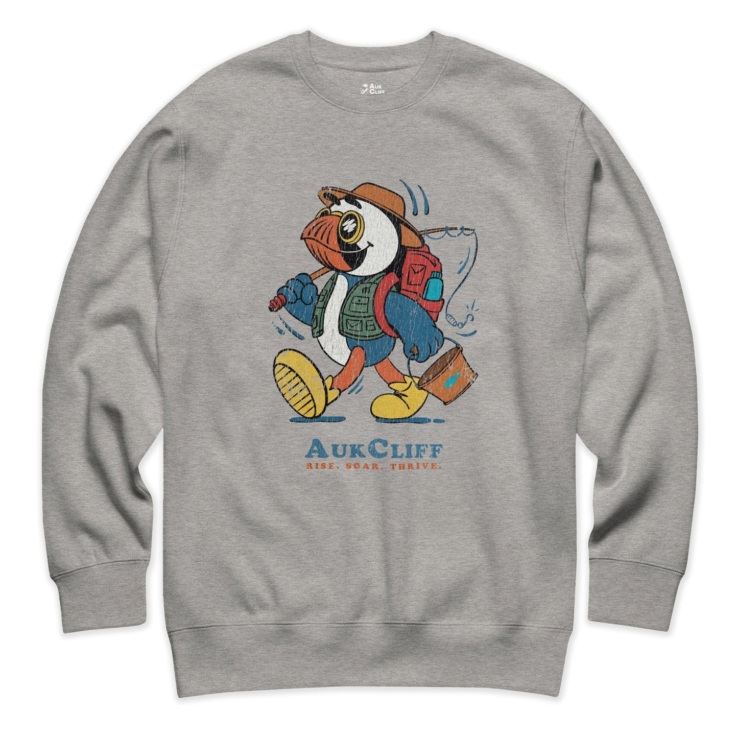 AukCliff Trailblazer Collection Graphic Sweatshirts Carbon Grey / S Retro Fishing Puffin Sweatshirt
