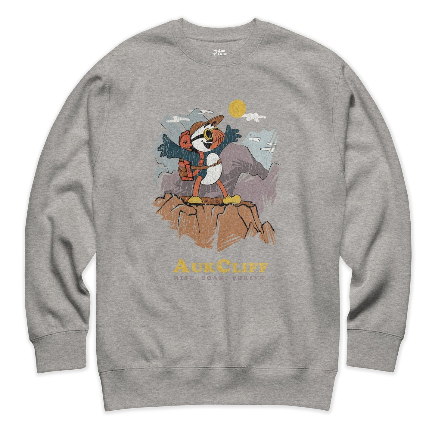 AukCliff Trailblazer Collection Graphic Sweatshirts Carbon Grey / S Retro Mountaineering Puffin Sweatshirt