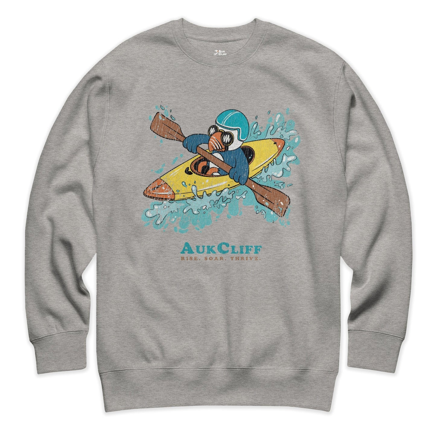 AukCliff Trailblazer Collection Graphic Sweatshirts Carbon Grey / S Retro Puffin Kayaking Sweatshirt