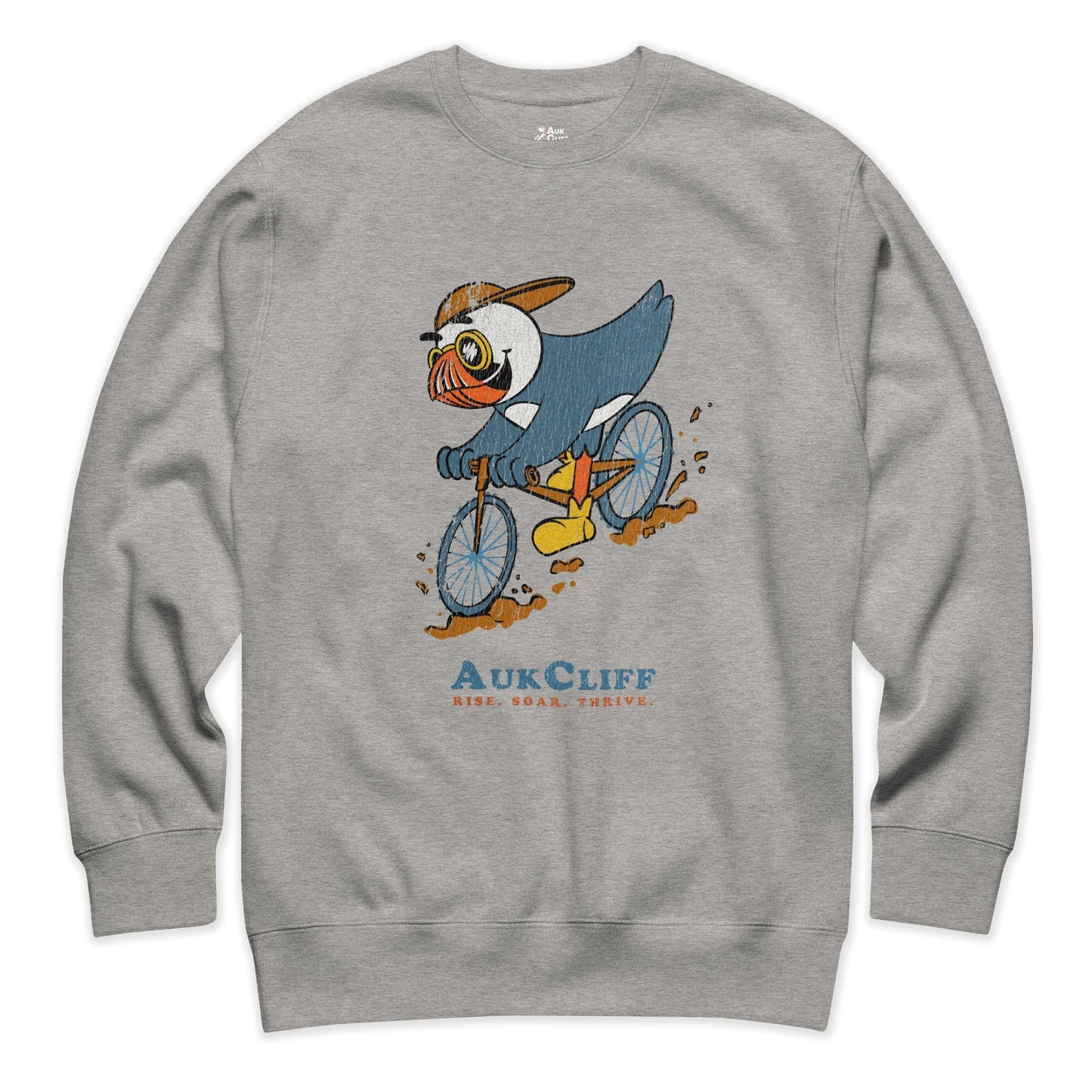 AukCliff Trailblazer Collection Graphic Sweatshirts Carbon Grey / S Retro Puffin Mountain Biking Sweatshirt