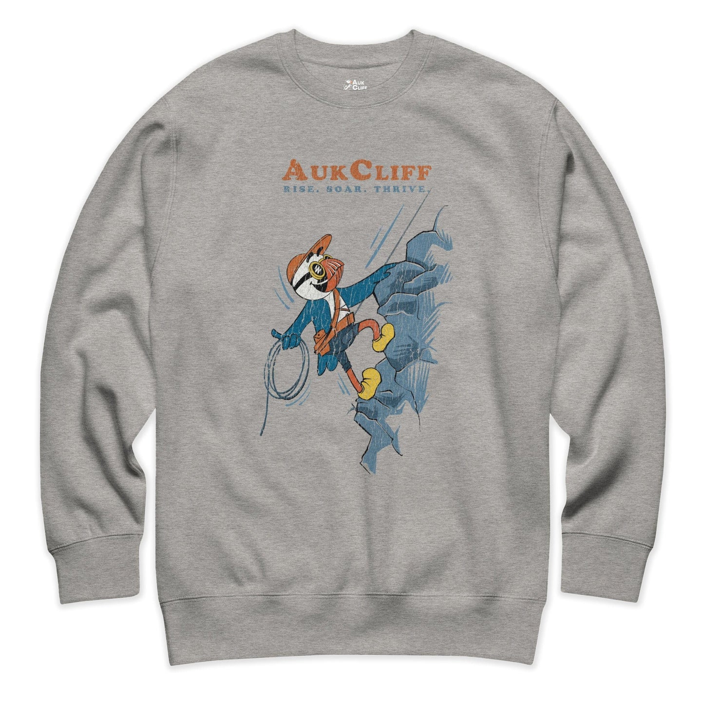 AukCliff Trailblazer Collection Graphic Sweatshirts Carbon Grey / S Retro Rock Climbing Puffin Sweatshirt