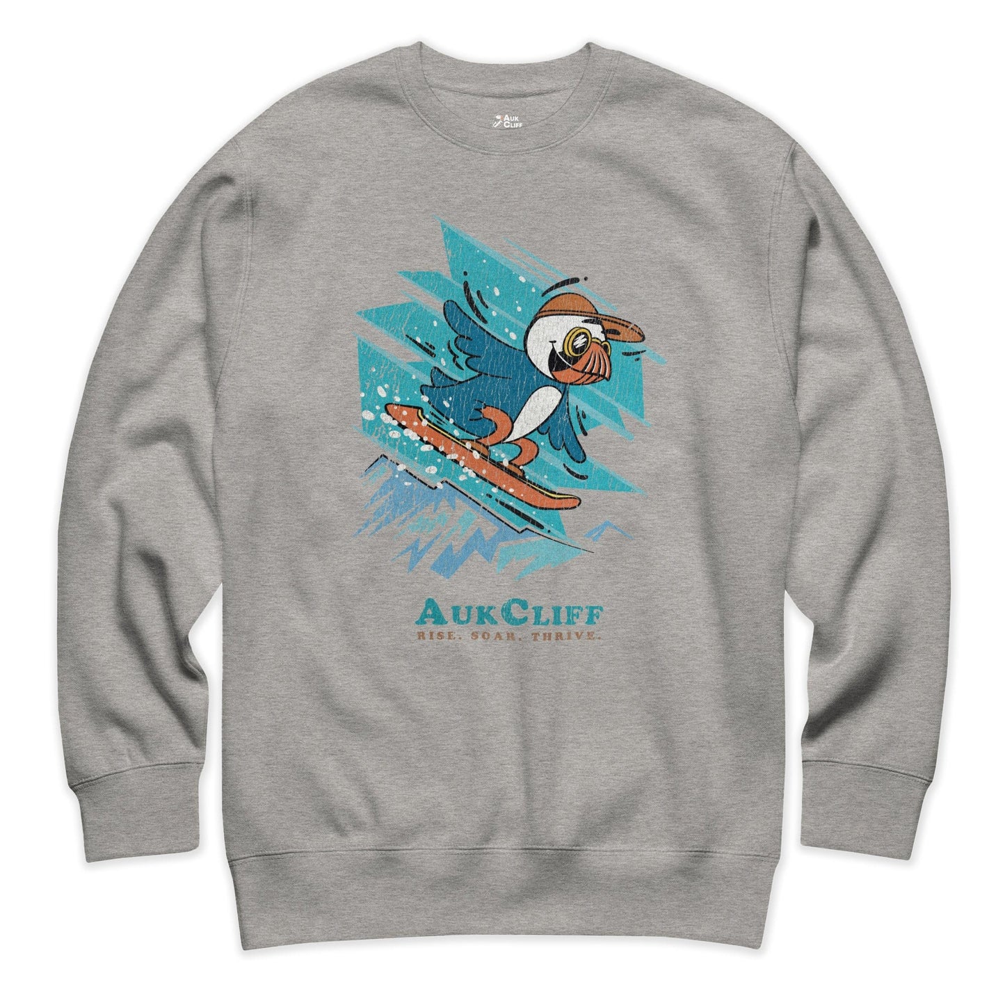 AukCliff Trailblazer Collection Graphic Sweatshirts Carbon Grey / S Retro Snowboarding Puffin Sweatshirt