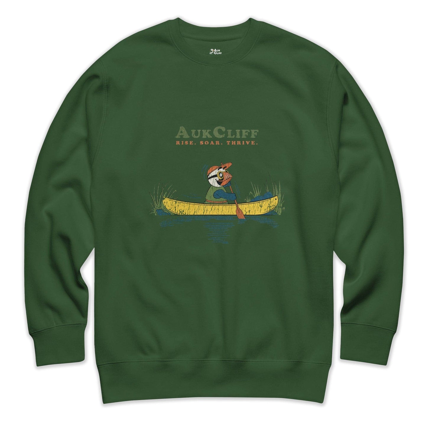 AukCliff Trailblazer Collection Graphic Sweatshirts Forest Green / S Retro Canoeing Puffin Sweatshirt