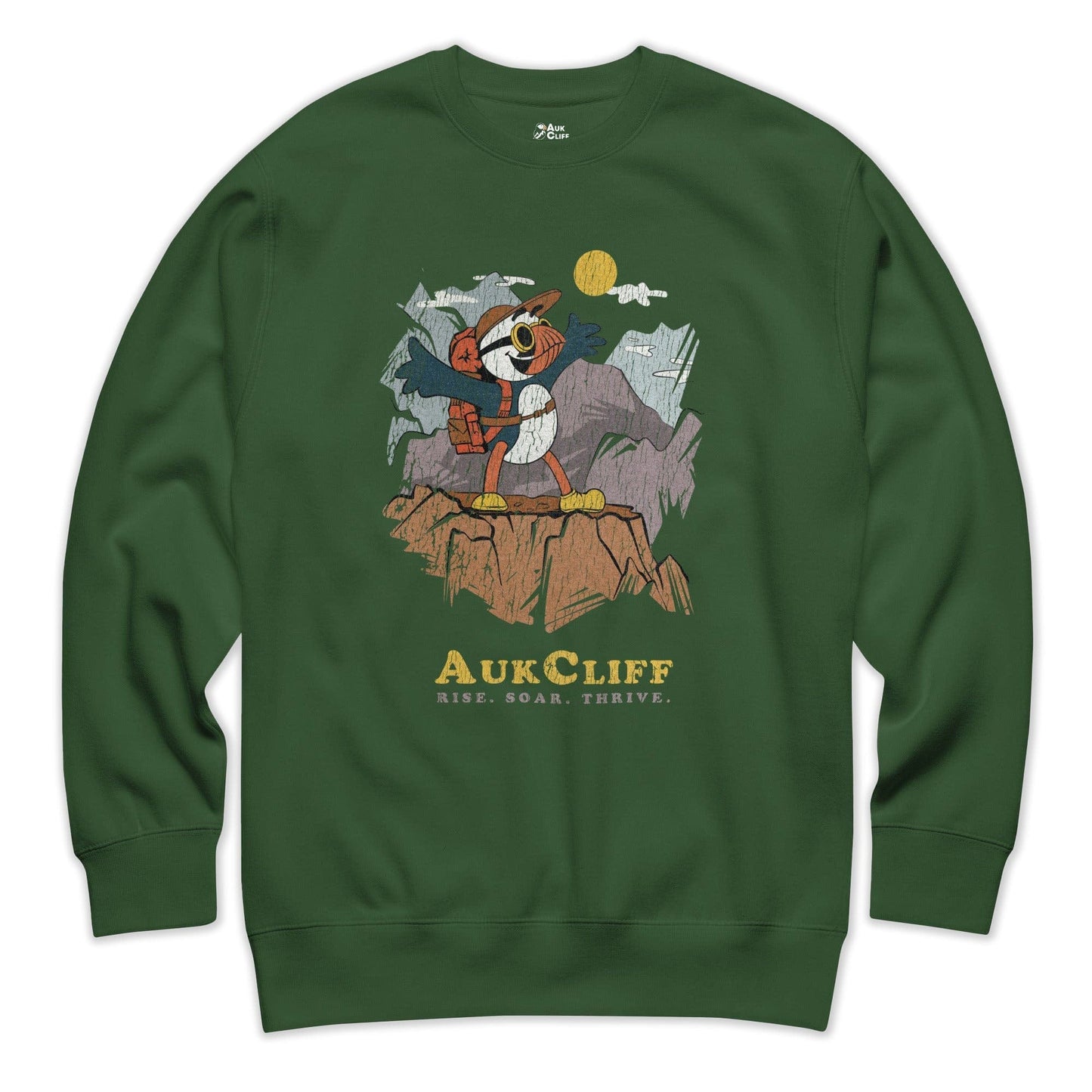 AukCliff Trailblazer Collection Graphic Sweatshirts Forest Green / S Retro Mountaineering Puffin Sweatshirt
