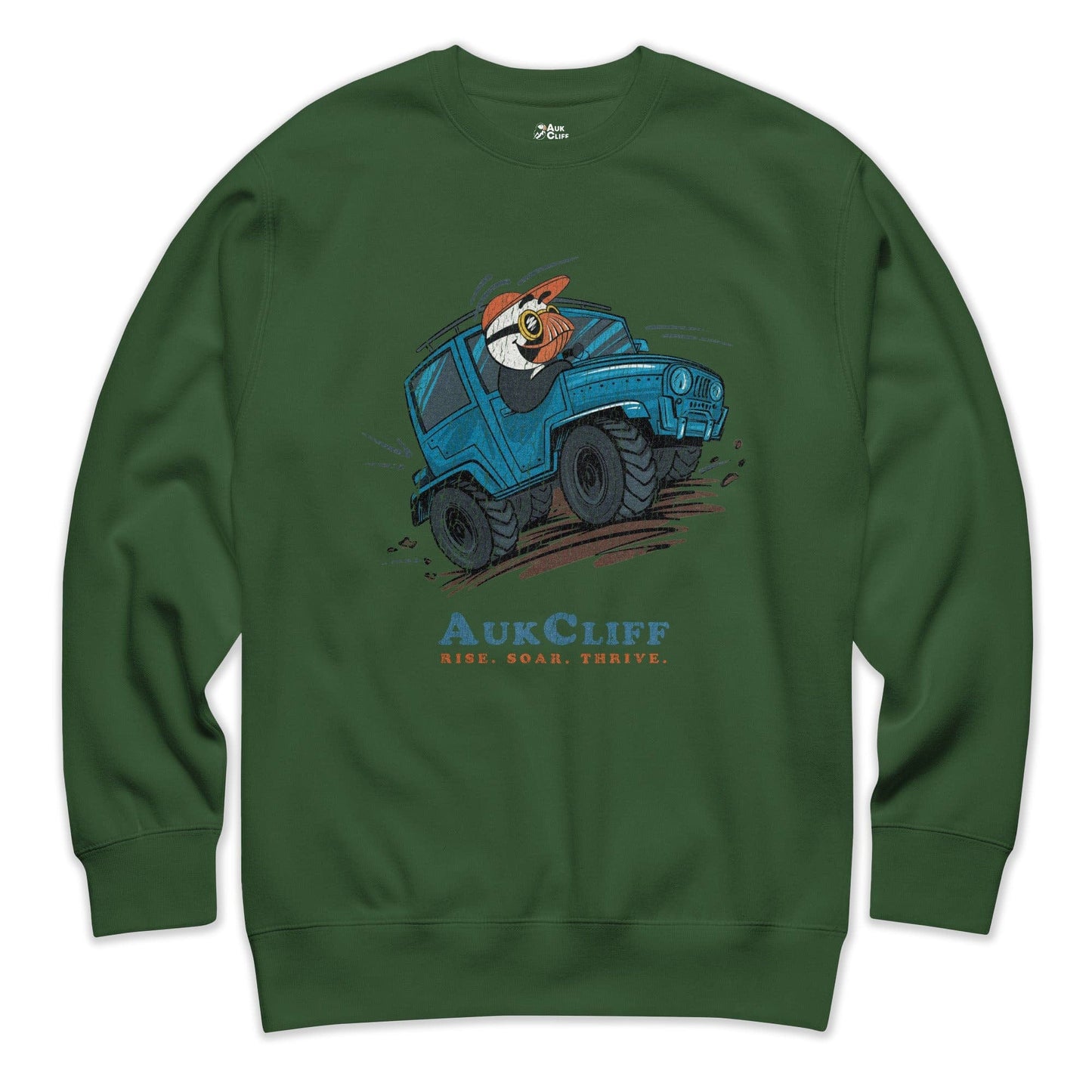AukCliff Trailblazer Collection Graphic Sweatshirts Forest Green / S Retro Overland 4wd Puffin Sweatshirt