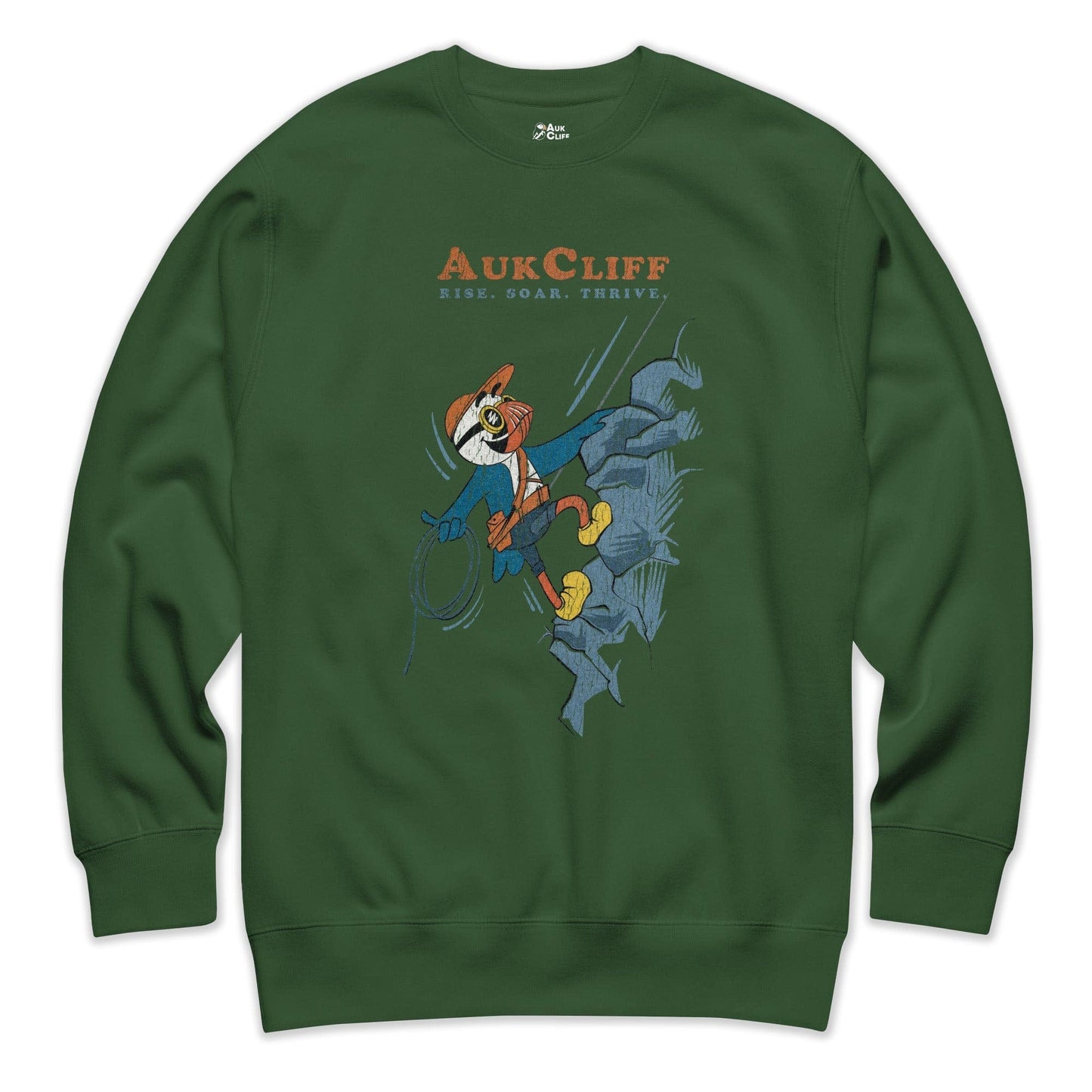 AukCliff Trailblazer Collection Graphic Sweatshirts Forest Green / S Retro Rock Climbing Puffin Sweatshirt