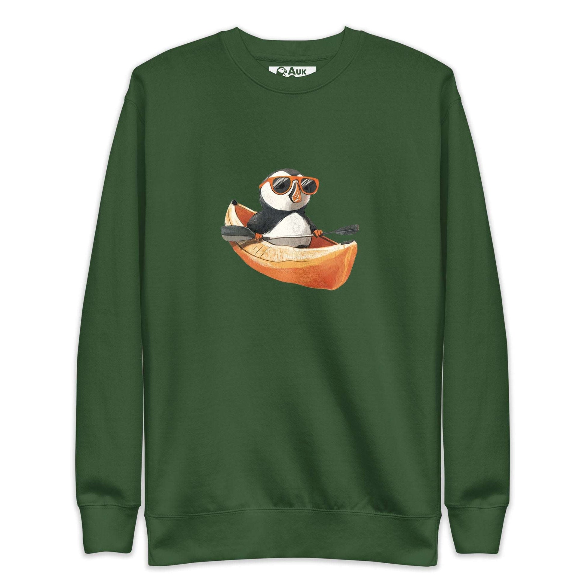 AukCliff Trailblazer Collection Graphic Sweatshirts Forest Green / S Trailblazer Puffin Kayaking Sweatshirt