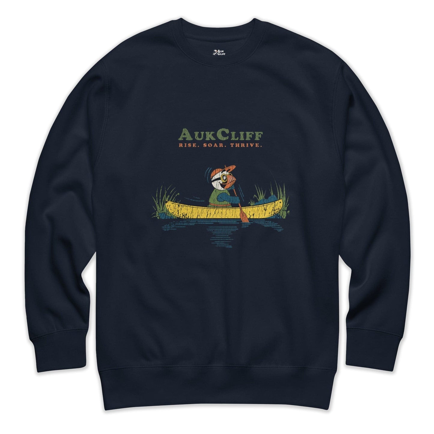 AukCliff Trailblazer Collection Graphic Sweatshirts Navy Blazer / S Retro Canoeing Puffin Sweatshirt