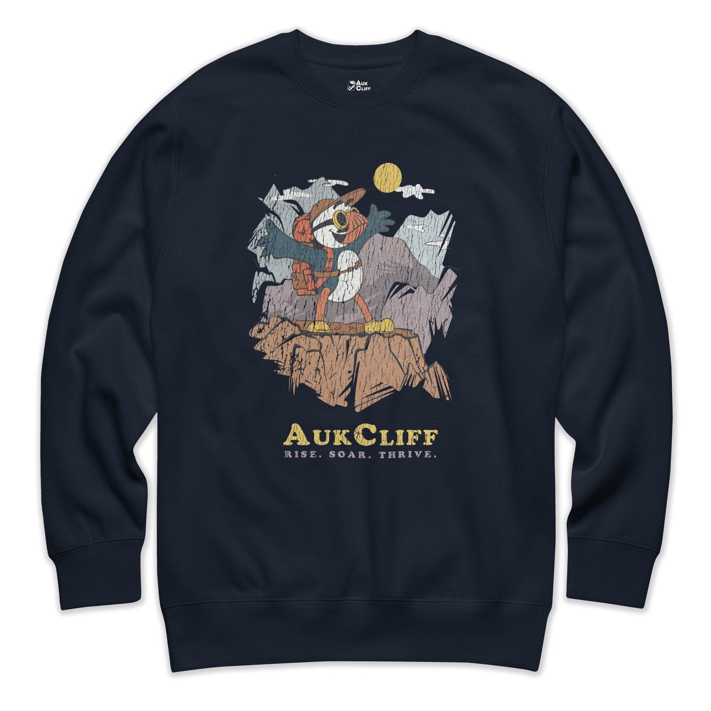 AukCliff Trailblazer Collection Graphic Sweatshirts Navy Blazer / S Retro Mountaineering Puffin Sweatshirt