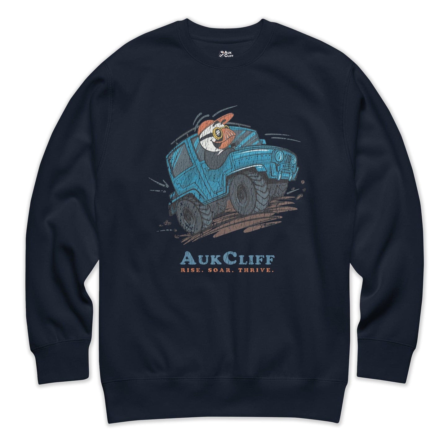 AukCliff Trailblazer Collection Graphic Sweatshirts Navy Blazer / S Retro Overland 4wd Puffin Sweatshirt