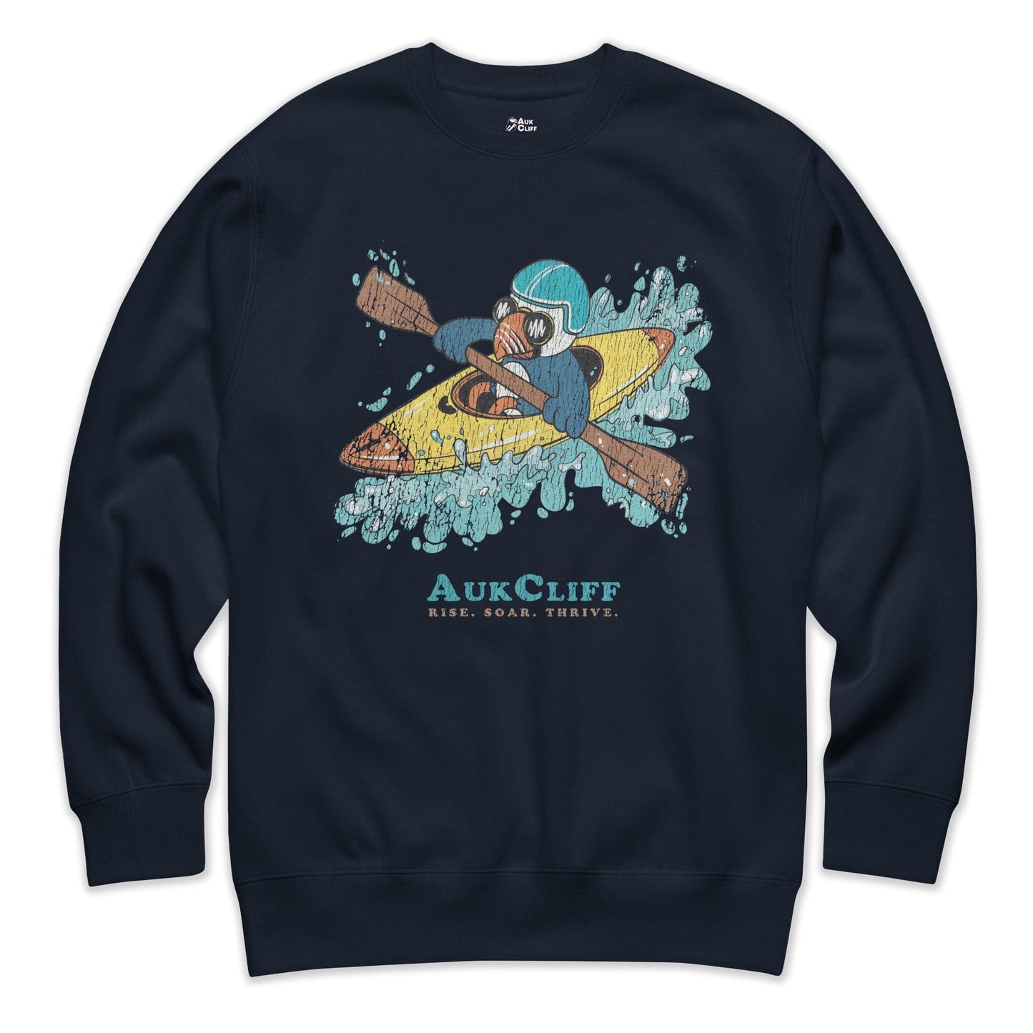 AukCliff Trailblazer Collection Graphic Sweatshirts Navy Blazer / S Retro Puffin Kayaking Sweatshirt