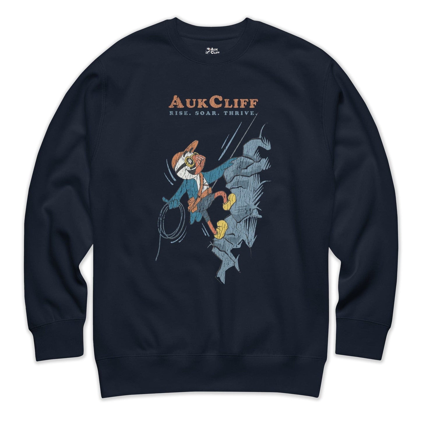 AukCliff Trailblazer Collection Graphic Sweatshirts Navy Blazer / S Retro Rock Climbing Puffin Sweatshirt
