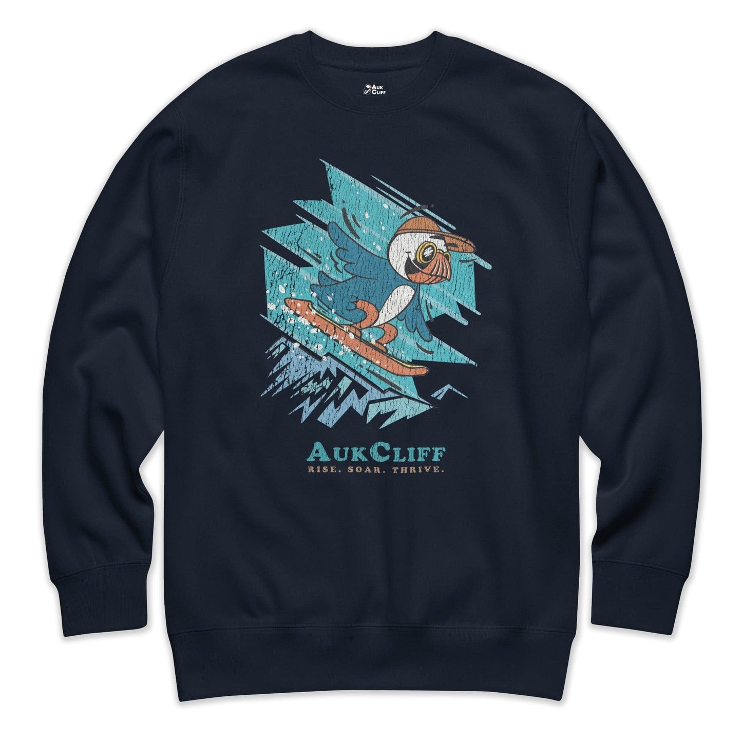 AukCliff Trailblazer Collection Graphic Sweatshirts Navy Blazer / S Retro Snowboarding Puffin Sweatshirt